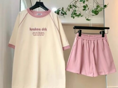 Set Bộ Áo Thun Nữ Form Rộng Tay Lỡ + Quần Short Ống Rộng Ulzzang