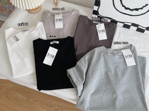 Áo thun trơn YUSTUDIO, áo 3158 cotton khô, áo thun nữ form rộng nam nữ tay lỡ mẫu trơn unisex